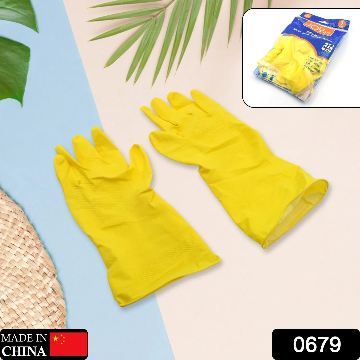 0679 Multipurpose Rubber Reusable Cleaning Gloves, Reusable Rubber Hand Gloves I Latex Safety Gloves I for Washing I Cleaning Kitchen I Gardening I Sanitation I Wet and Dry Use Gloves (1 Pair)