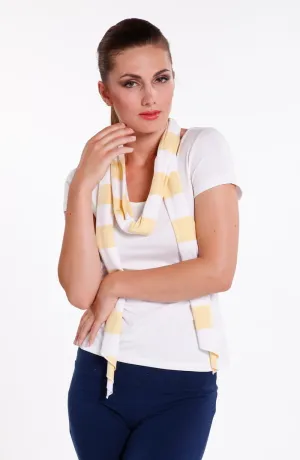 Bamboo Scarf/Sash - White/Yellow Stripe