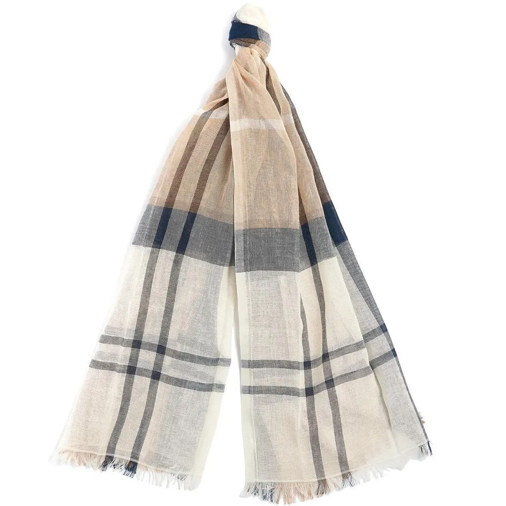 Barbour Womens Abigail Tartan Scarf Antique White/Pink One Size