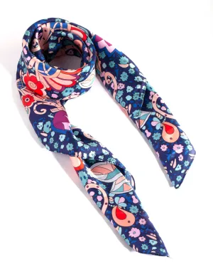 Blue Blush Paisley Fabric Bandana Hair Scarf