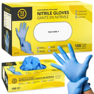 Blue Nitrile Gloves, All Purpose Gloves, Box of 100 Pieces, 4.0 Mil- 72HRS