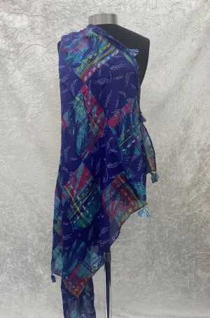 Blues Patch -  Ethnic Square Scarf