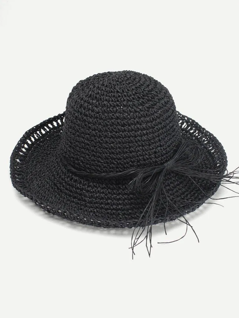 Bow Band Straw Boater Hat