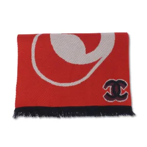 Chanel Red Cashmere "Gabrielle Coco" Fringed Scarf