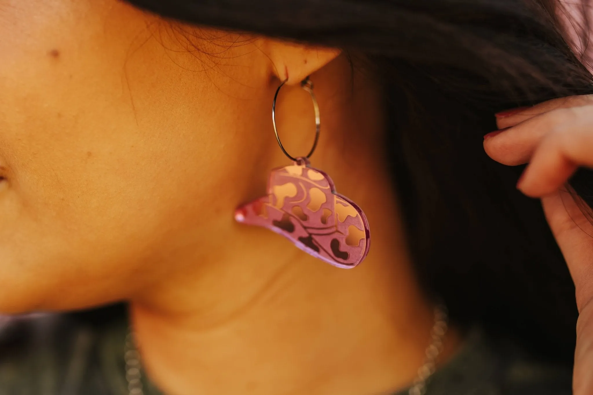 Cow Print Mirror Hat Hoop Earring