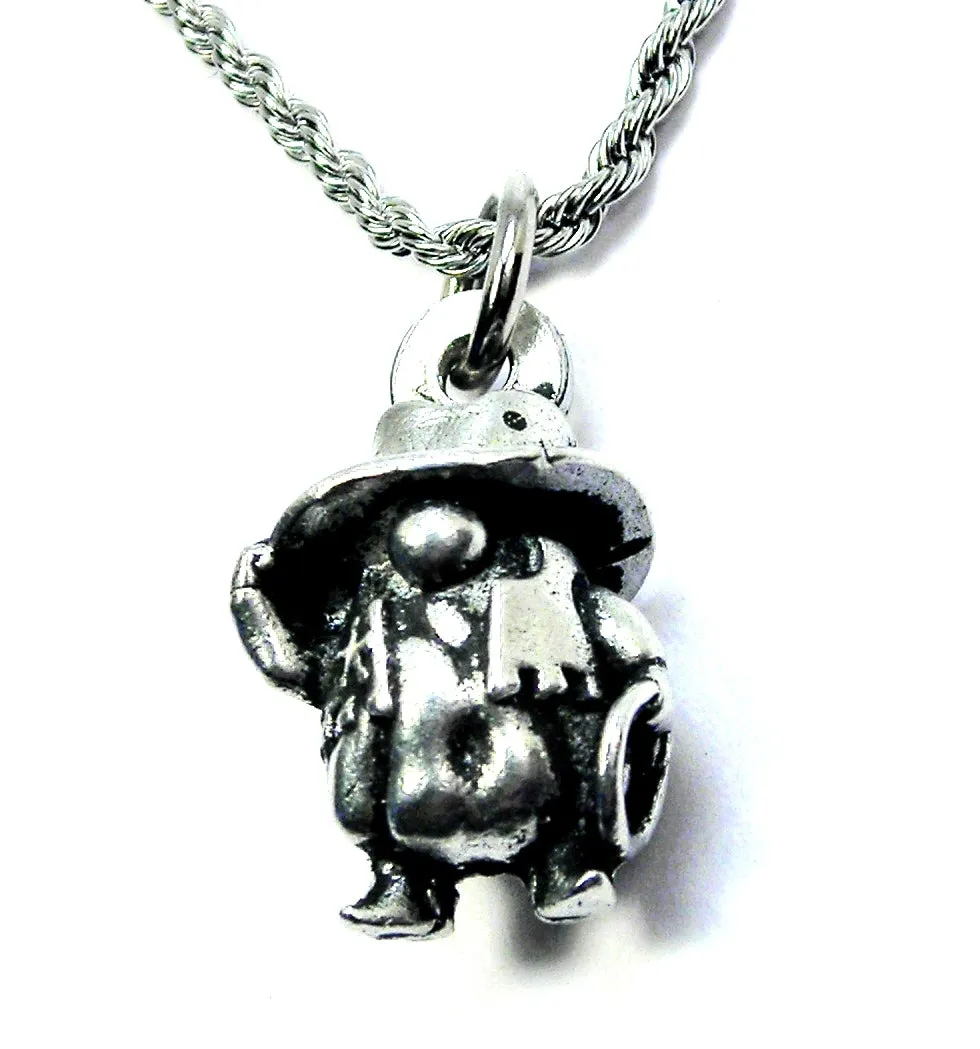 Cowboy Gnome Bad Ass cowgirl 3D  Charm Necklace