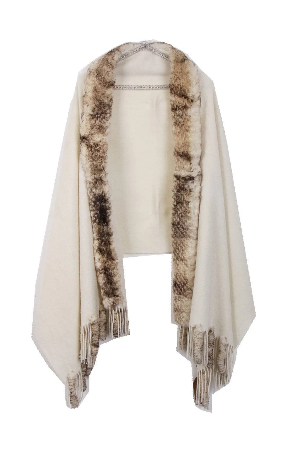 Fur Cashmere & Wool Shawl Wrap