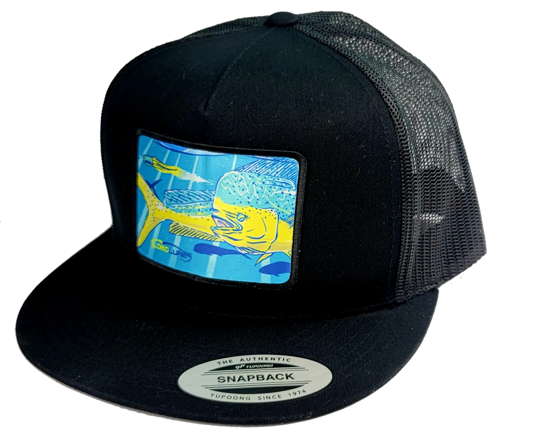 Lobo Lures Bully Mahi Lifestyle Classic Snapback Flat Brim Trucker Hat