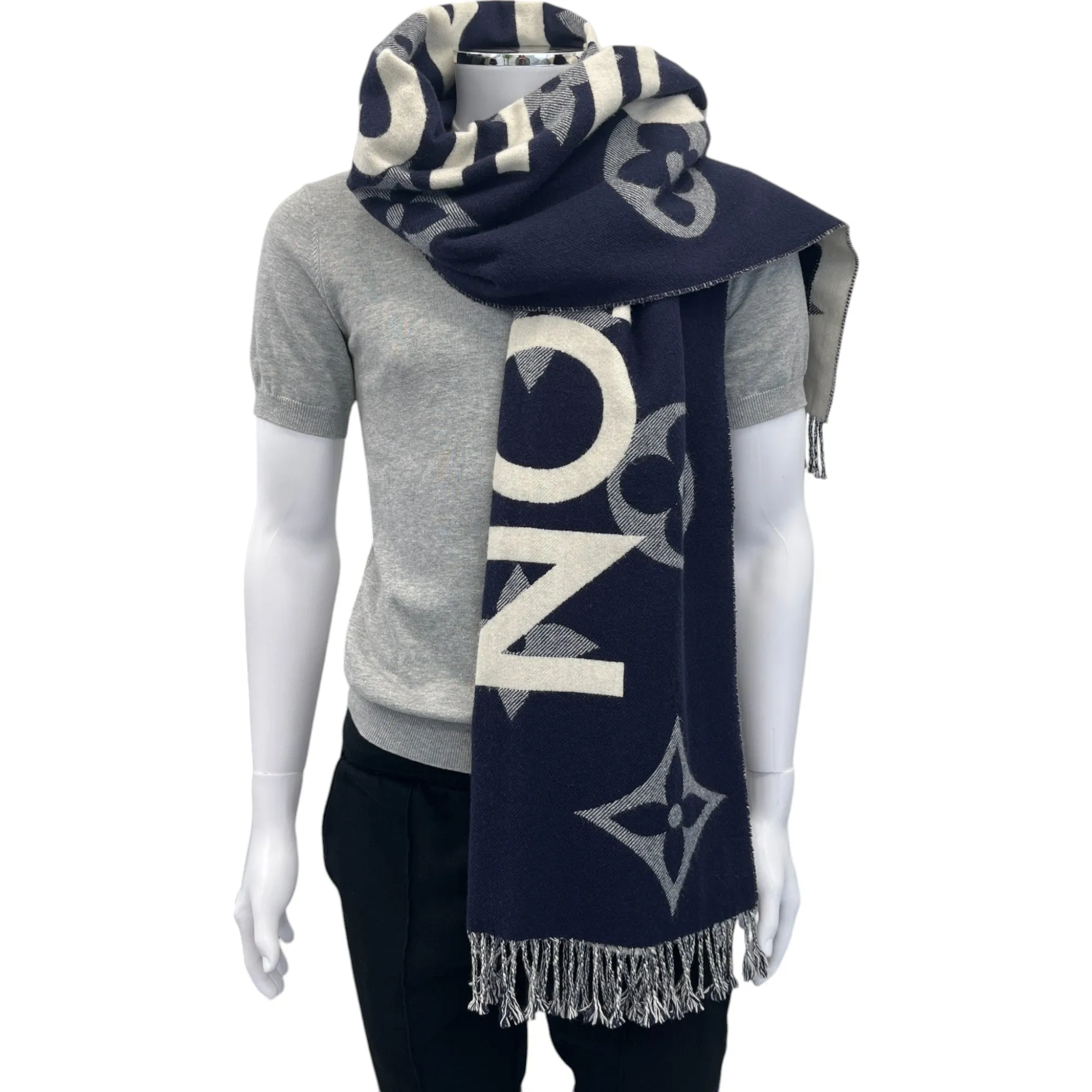 Men's Monogram Logo Scarf Navy