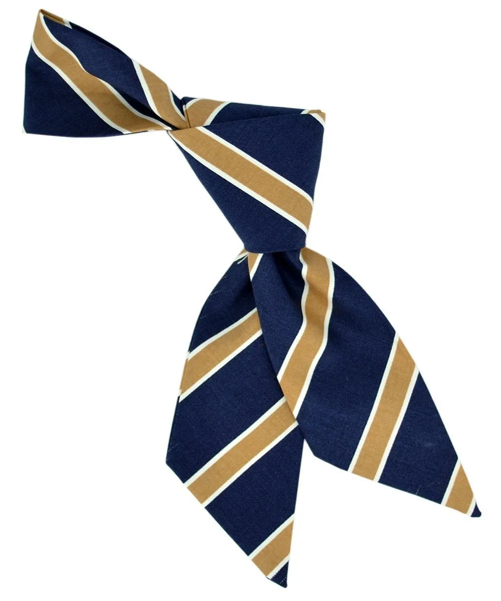 Navy and Beige Striped Women's Tie