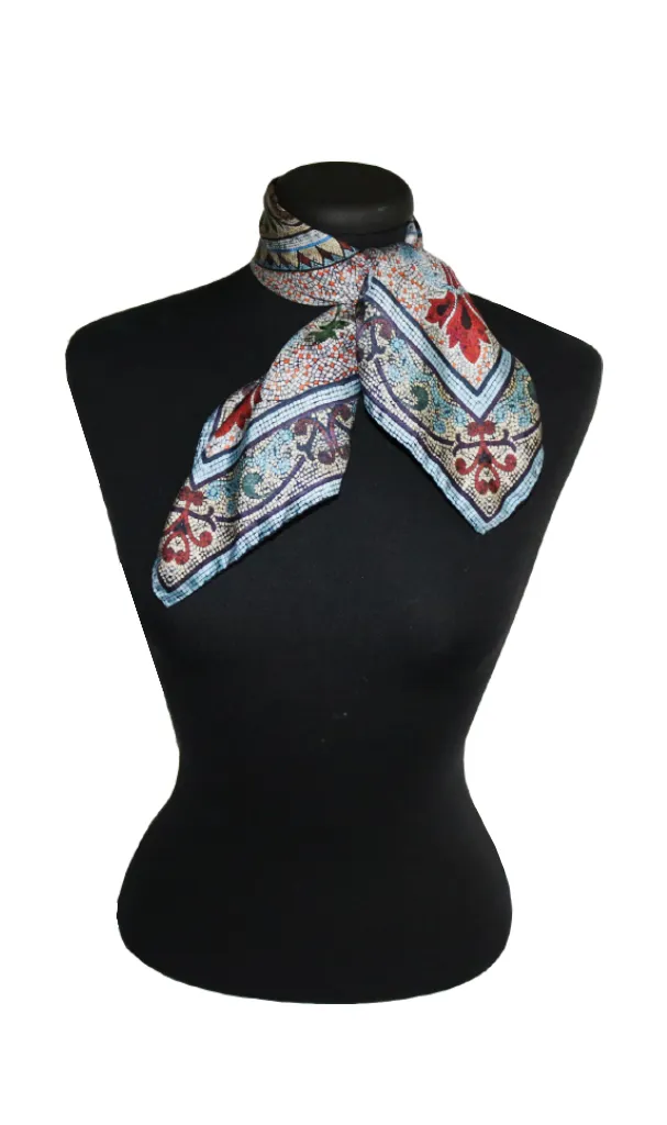 'Original Collins mini scarf' Italian made small 100% Silk Kerchief neck or hair Scarf 53cm x 53cm