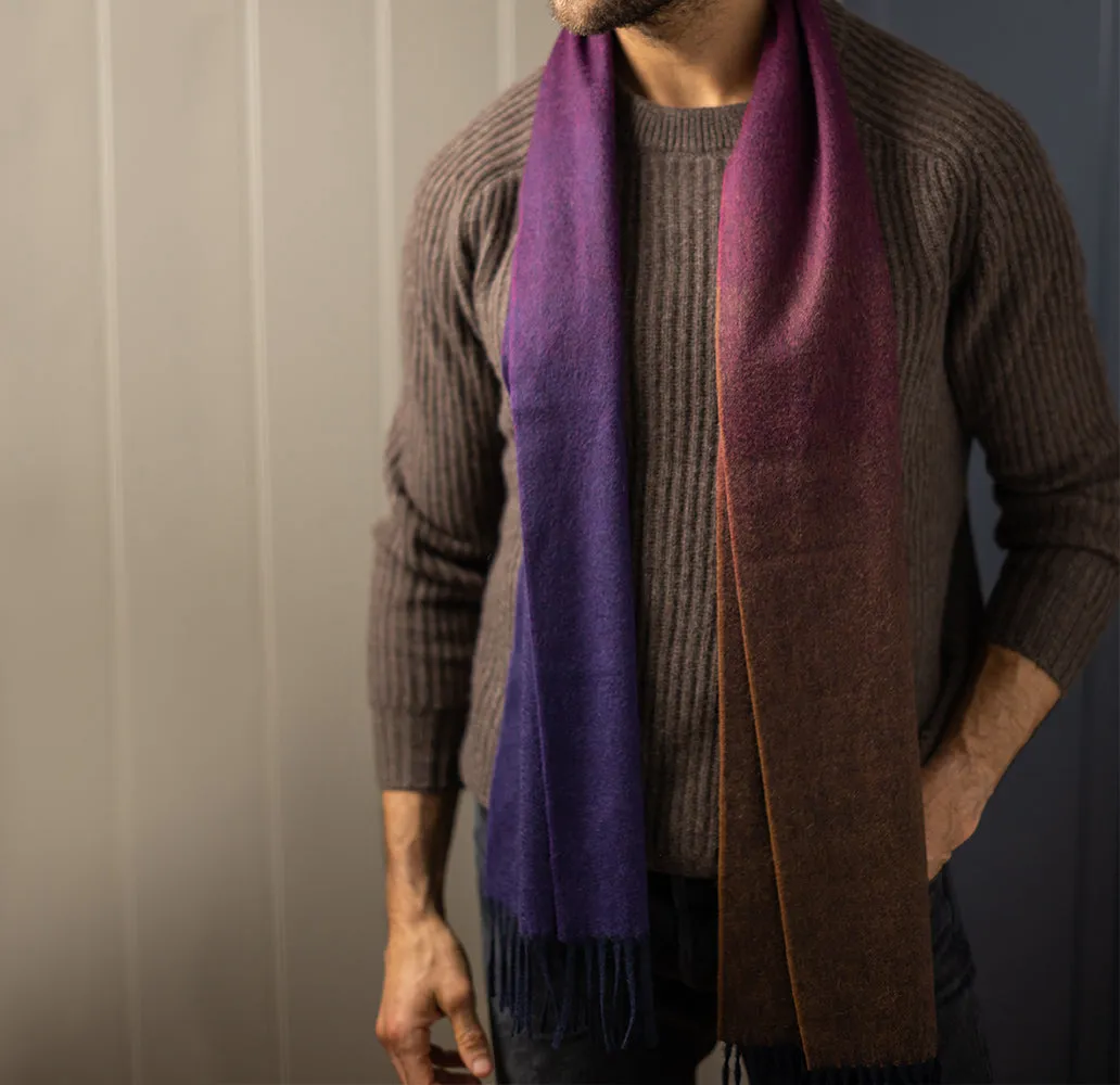 Purple & Ochre Gradient Pure Cashmere Sandford Scarf