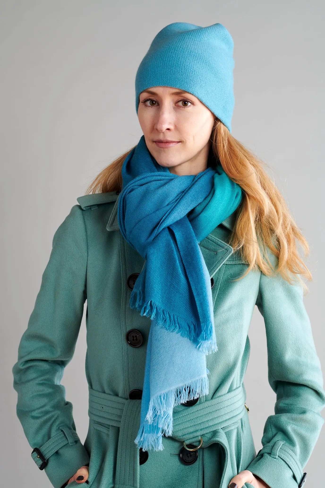 Reversible Slouchy Teal Cashmere Hat