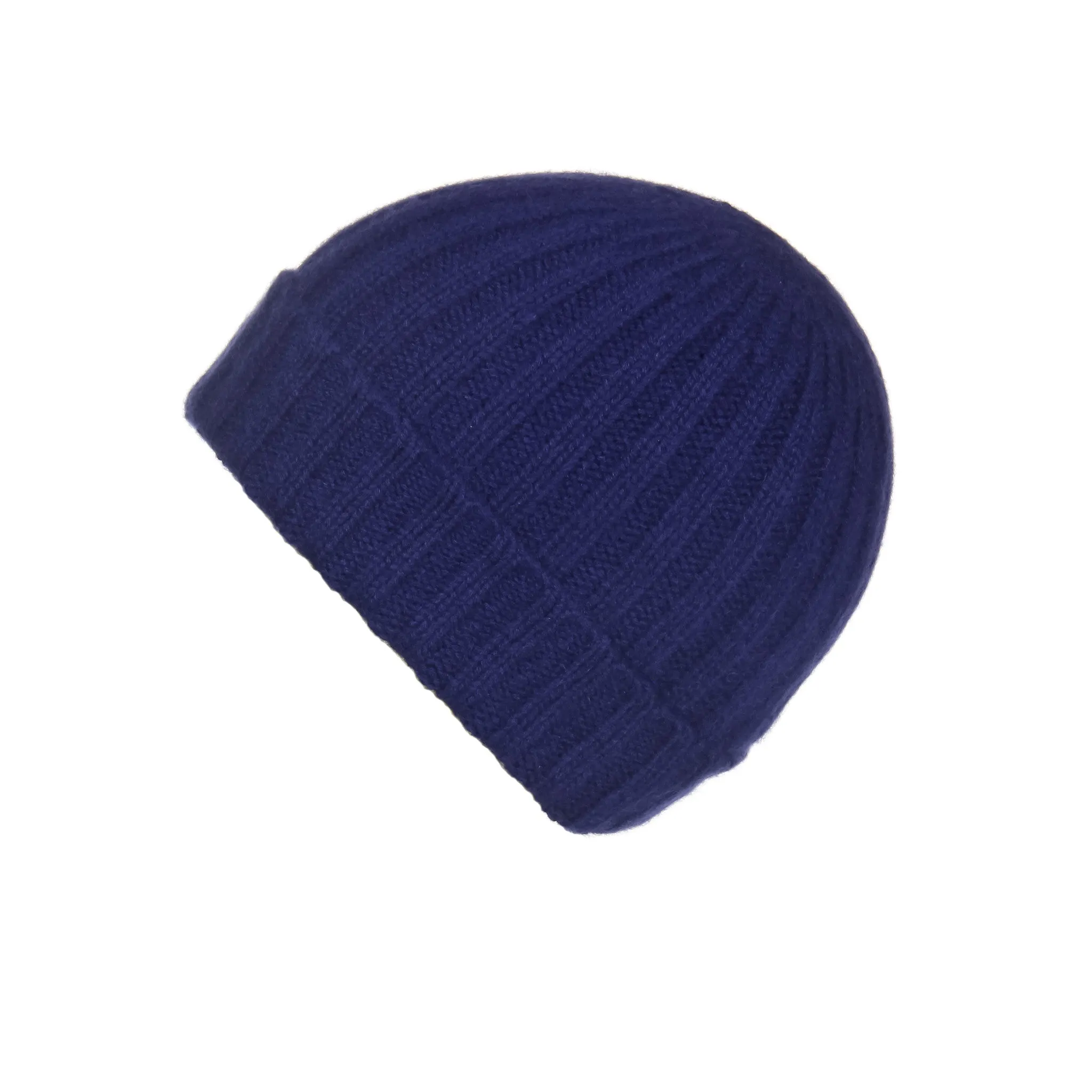 Ribbed Navy Cashmere Hat