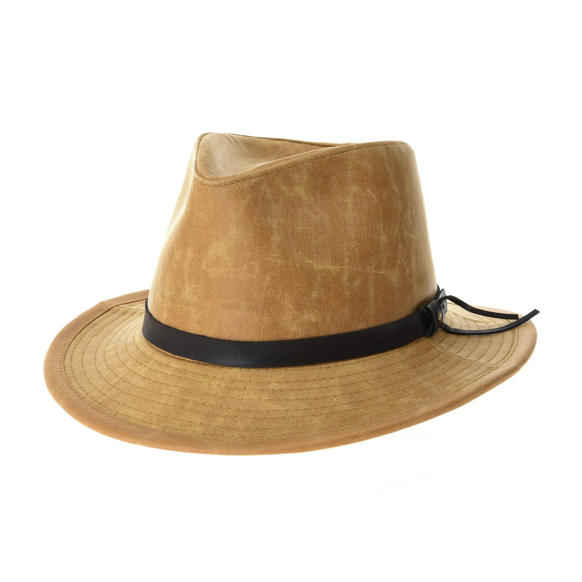 Weathered Faux Leather Outback Hat GN8748