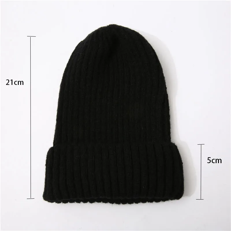 Womens Beanie Hat warm Autumn Women Wool Knit Beanie Hat Cuff Beanie Watch Cap for Girls Spring Skull Hats for Female